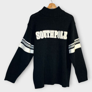 VTG SouthPole Authentic Sweater Y2K Mens MEDIUM Turtleneck Ribbed Long Sleeve